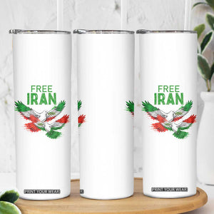Iranian Flag Peace Doves Skinny Tumbler Free Iran Freedom Statement Gift TS12 Print Your Wear