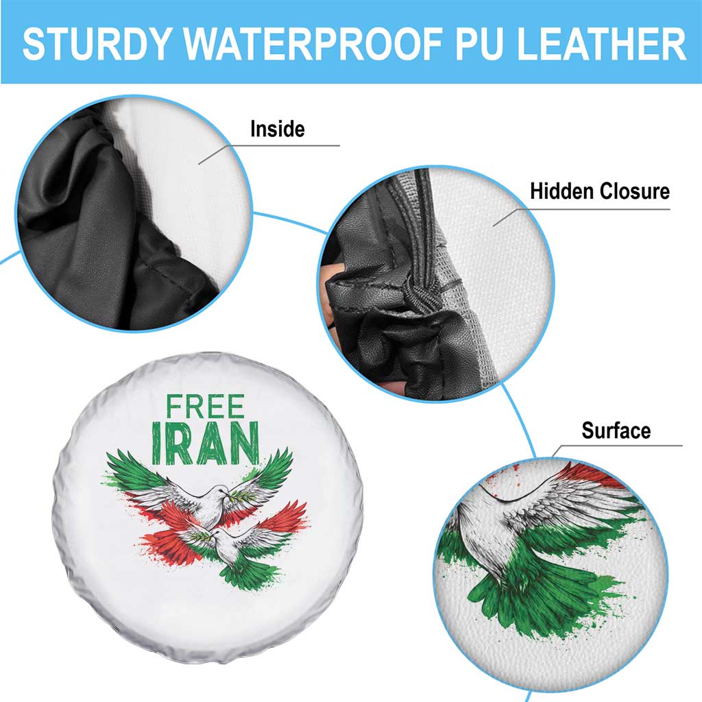 Iranian Flag Peace Doves Spare Tire Cover Free Iran Freedom Statement Gift TS12 Print Your Wear