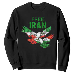 Iranian Flag Peace Doves Sweatshirt Free Iran Freedom Statement Gift TS12 Black Print Your Wear