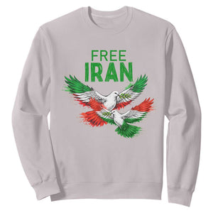 Iranian Flag Peace Doves Sweatshirt Free Iran Freedom Statement Gift TS12 Ice Gray Print Your Wear