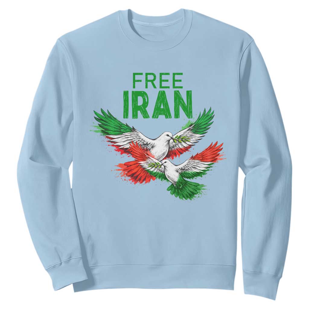 Iranian Flag Peace Doves Sweatshirt Free Iran Freedom Statement Gift TS12 Light Blue Print Your Wear