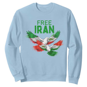 Iranian Flag Peace Doves Sweatshirt Free Iran Freedom Statement Gift TS12 Light Blue Print Your Wear