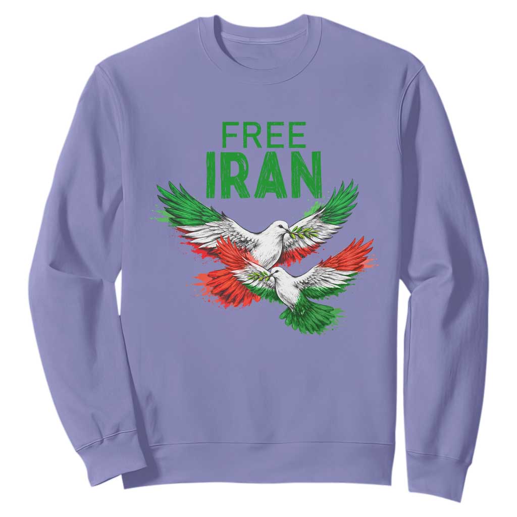 Iranian Flag Peace Doves Sweatshirt Free Iran Freedom Statement Gift TS12 Violet Print Your Wear