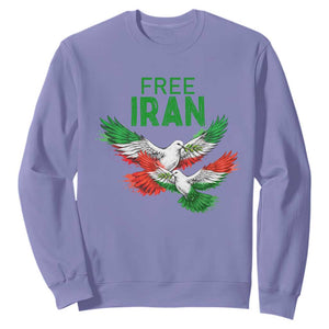 Iranian Flag Peace Doves Sweatshirt Free Iran Freedom Statement Gift TS12 Violet Print Your Wear