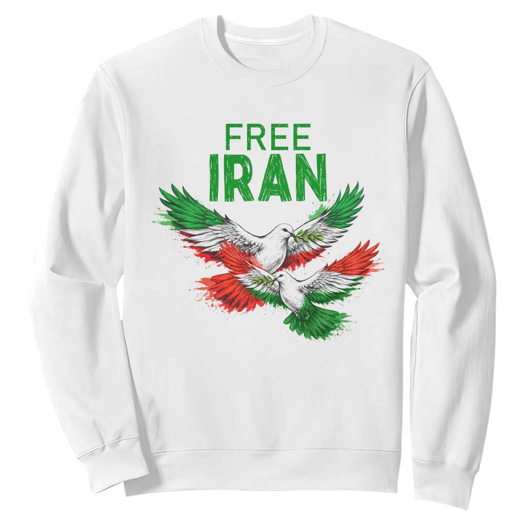 Iranian Flag Peace Doves Sweatshirt Free Iran Freedom Statement Gift TS12 White Print Your Wear