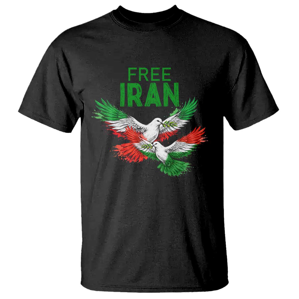Iranian Flag Peace Doves T Shirt Free Iran Freedom Statement Gift