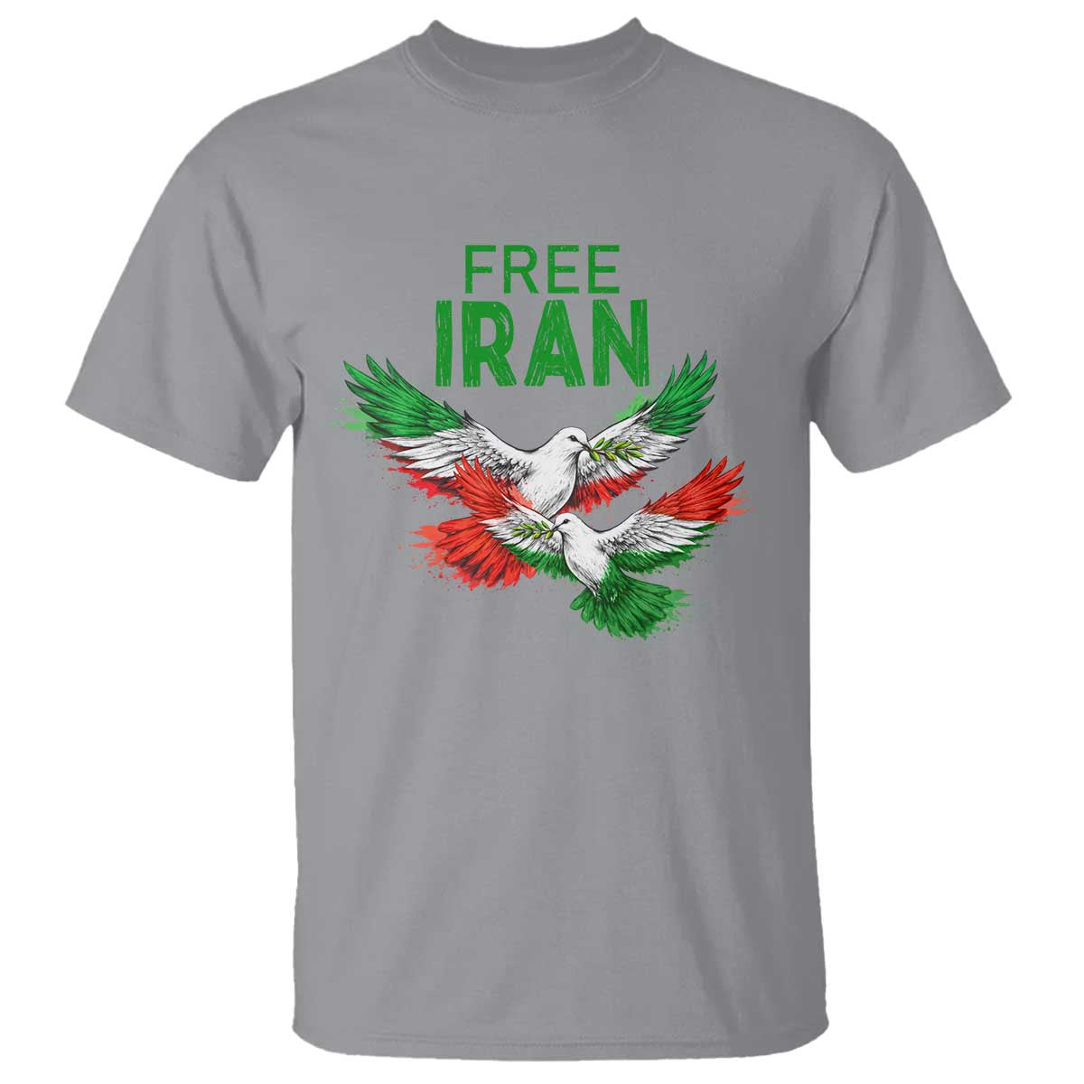 Iranian Flag Peace Doves T Shirt Free Iran Freedom Statement Gift TS12 Sport Gray Print Your Wear