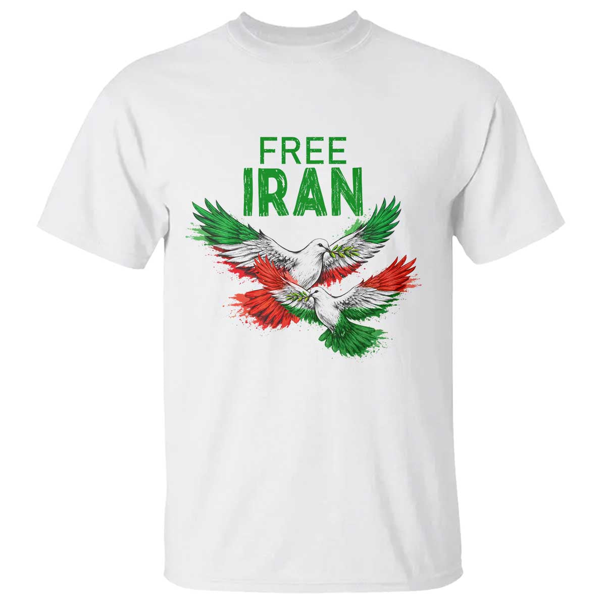Iranian Flag Peace Doves T Shirt Free Iran Freedom Statement Gift