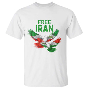 Iranian Flag Peace Doves T Shirt Free Iran Freedom Statement Gift