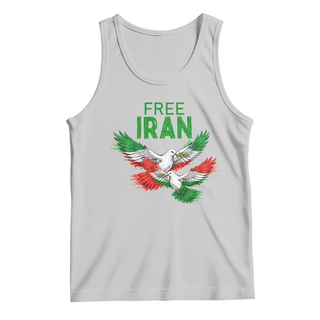 Iranian Flag Peace Doves Tank Top Free Iran Freedom Statement Gift TS12 Ash Print Your Wear