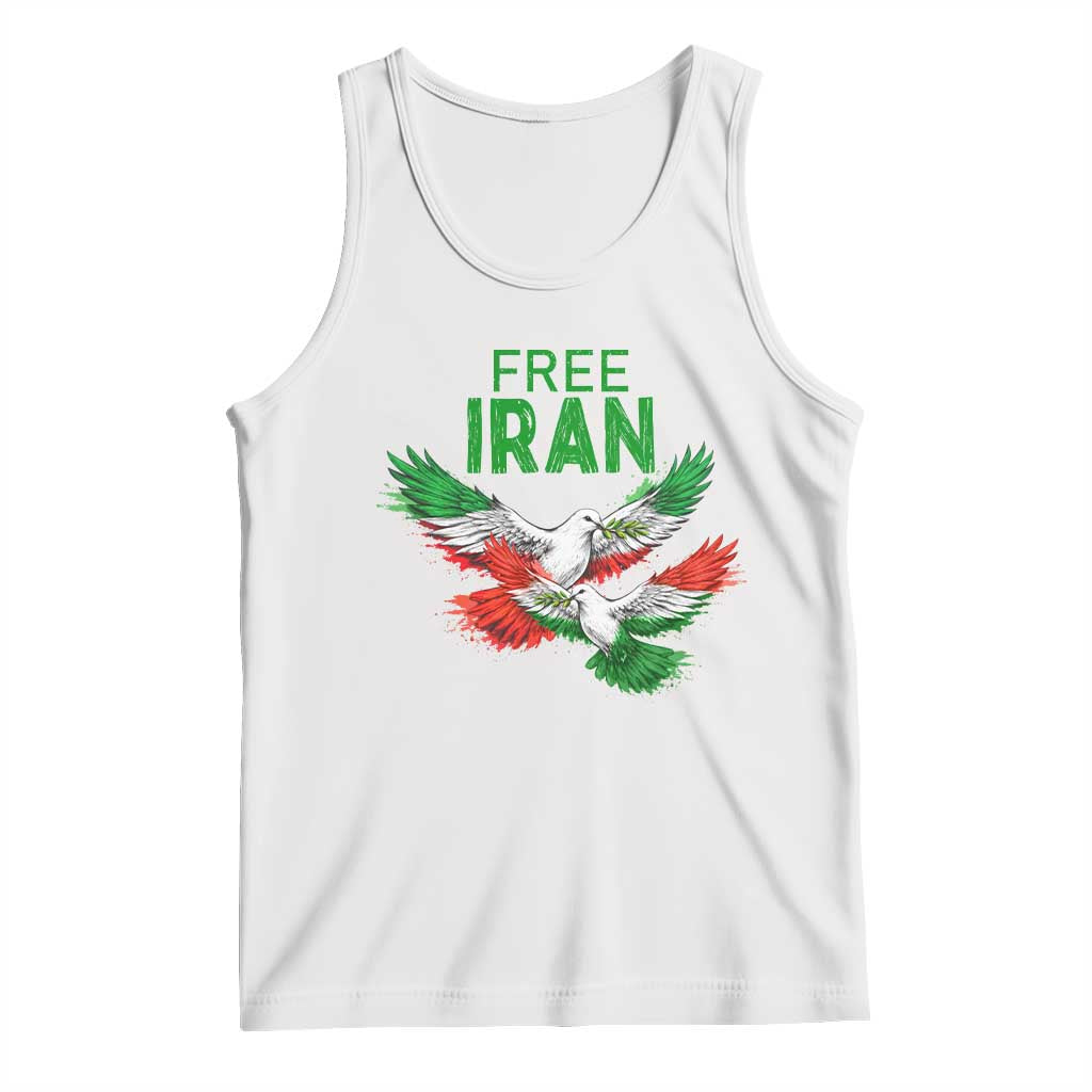 Iranian Flag Peace Doves Tank Top Free Iran Freedom Statement Gift TS12 White Print Your Wear