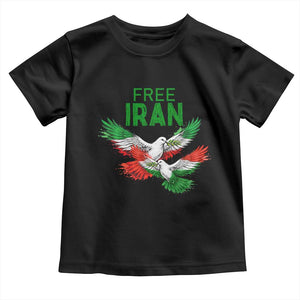 Iranian Flag Peace Doves Toddler T Shirt Free Iran Freedom Statement Gift TS12 Black Print Your Wear
