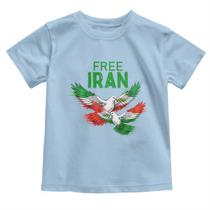 Iranian Flag Peace Doves Toddler T Shirt Free Iran Freedom Statement Gift TS12 Light Blue Print Your Wear