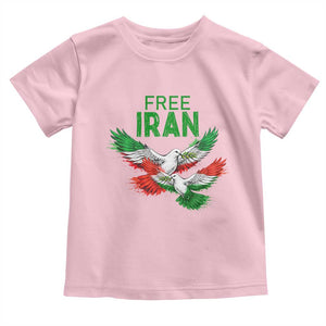 Iranian Flag Peace Doves Toddler T Shirt Free Iran Freedom Statement Gift TS12 Light Pink Print Your Wear