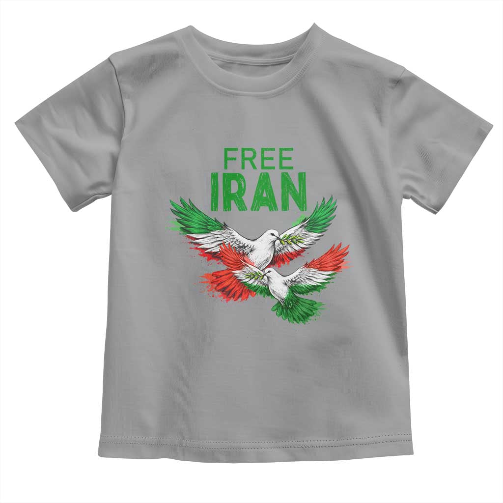 Iranian Flag Peace Doves Toddler T Shirt Free Iran Freedom Statement Gift TS12 Sport Gray Print Your Wear