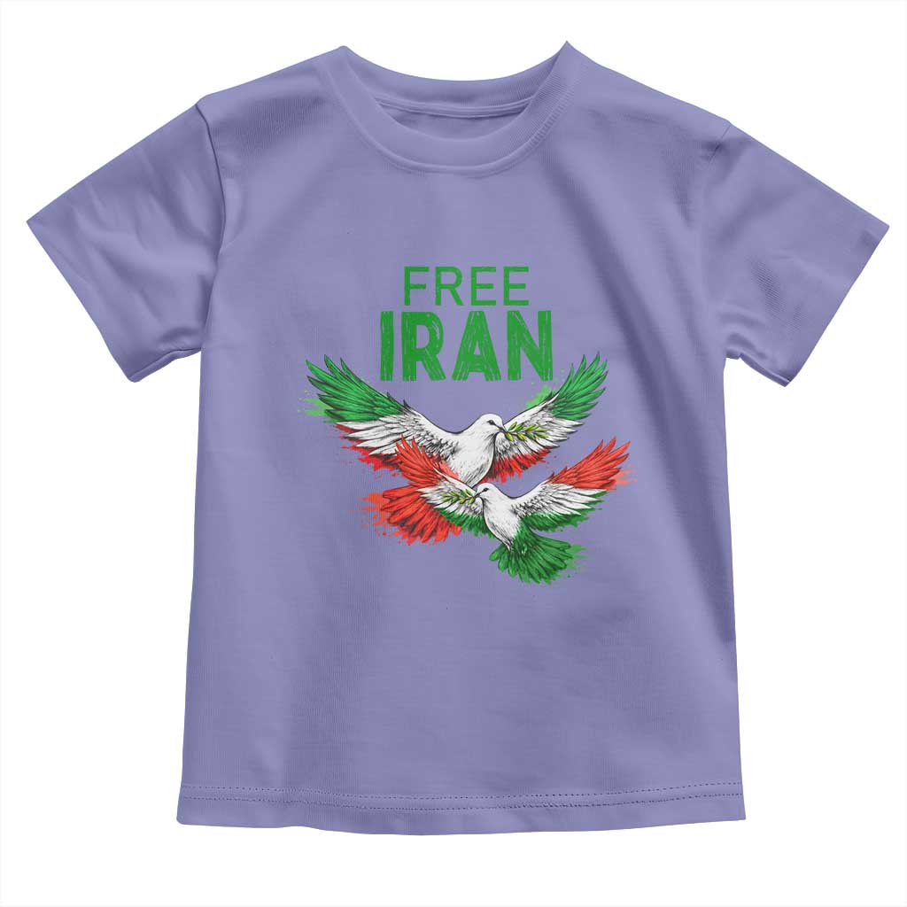 Iranian Flag Peace Doves Toddler T Shirt Free Iran Freedom Statement Gift TS12 Violet Print Your Wear