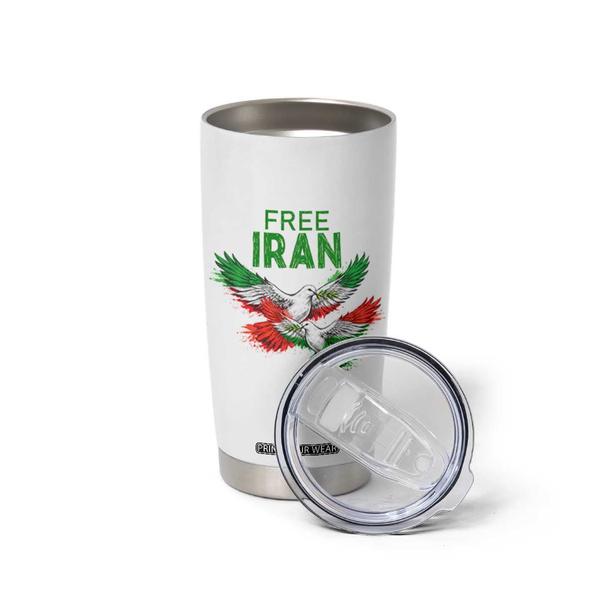 Iranian Flag Peace Doves Tumbler Cup Free Iran Freedom Statement Gift TS12 Print Your Wear
