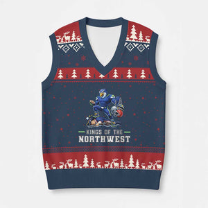 Kings Of The Northwest V-Neck Knit Sweater Vest Funny Seattle Dominates New England TS12 Navy Red Print Your Wear