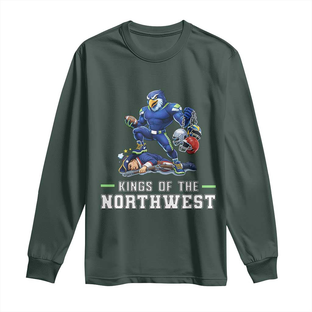 Kings Of The Northwest Long Sleeve Shirt Funny Seattle Dominates New England TS12 Dark Forest Green Print Your Wear