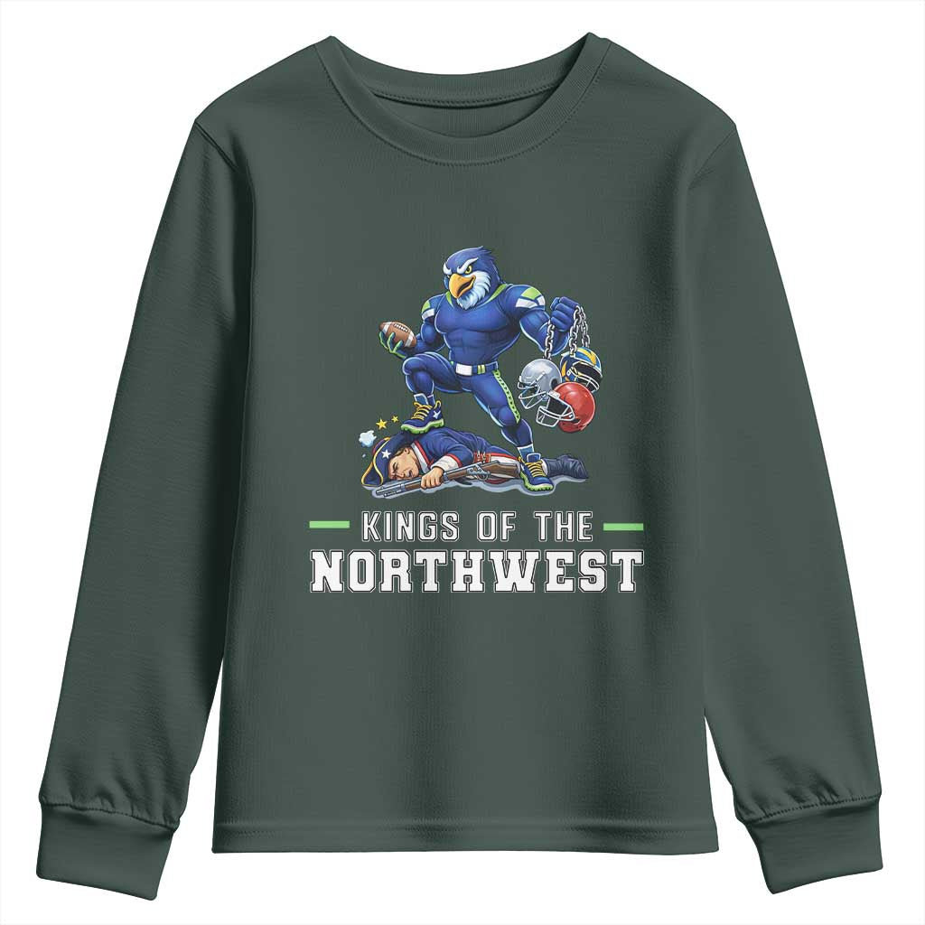 Kings Of The Northwest Youth Sweatshirt Funny Seattle Dominates New England TS12 Dark Forest Green Print Your Wear