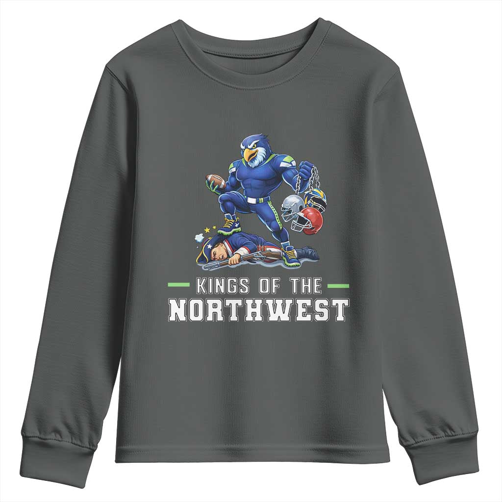 Kings Of The Northwest Youth Sweatshirt Funny Seattle Dominates New England TS12 Dark Heather Print Your Wear