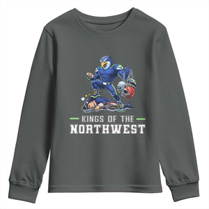 Kings Of The Northwest Youth Sweatshirt Funny Seattle Dominates New England TS12 Dark Heather Print Your Wear