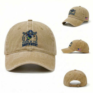 Kings Of The Northwest Washed Cotton Baseball Cap 12s Fan Pride TS12 Washed Cap Universal Fit Khaki Print Your Wear