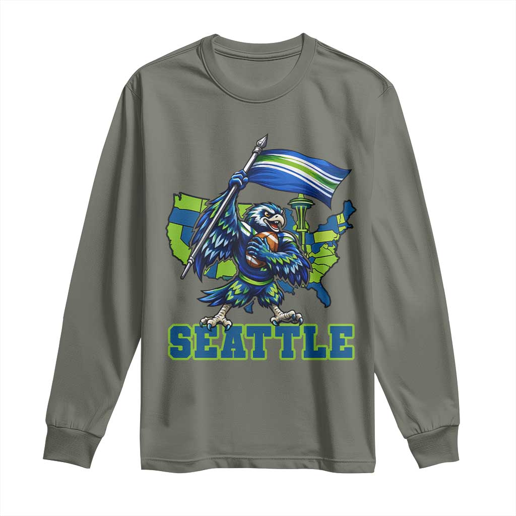 Pacific Northwest Football Pride Long Sleeve Shirt Seattle Fan TS12 Military Green Print Your Wear