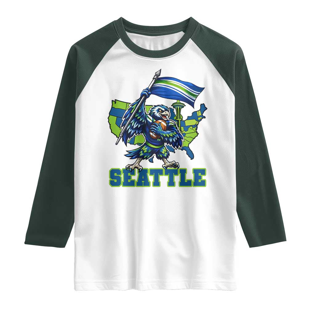 Pacific Northwest Football Pride Raglan Shirt Seattle Fan TS12 White Dark Forest Green Print Your Wear
