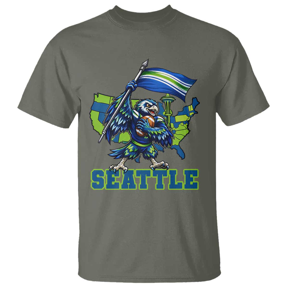Pacific Northwest Football Pride T Shirt Seattle Fan TS12 Military Green Print Your Wear