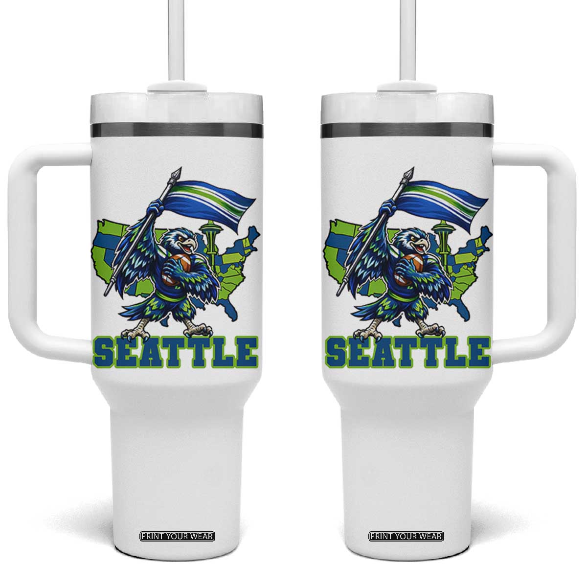 Pacific Northwest Football Pride Tumbler With Handle Seattle Fan TS12 One Size: 40 oz White Print Your Wear