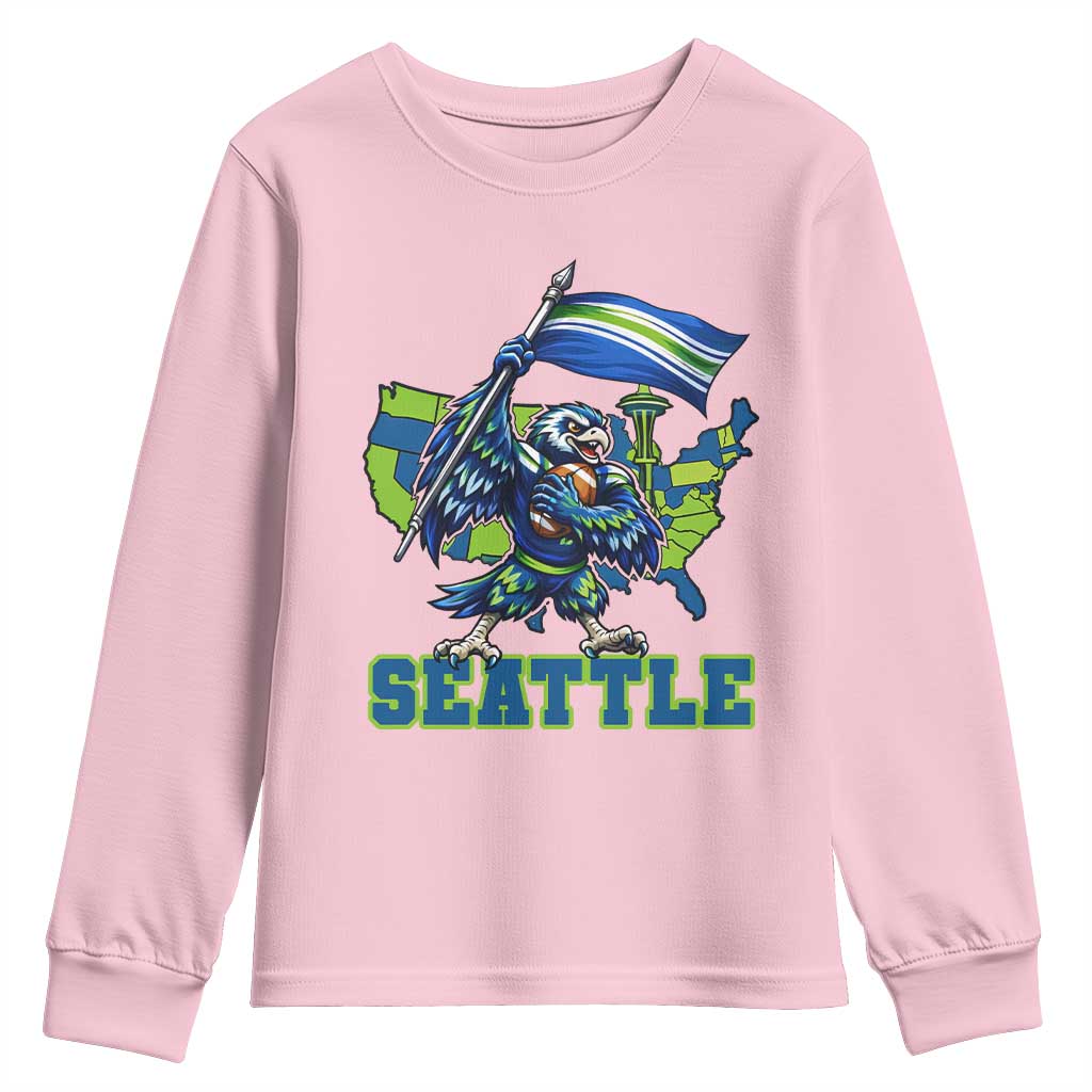 Pacific Northwest Football Pride Youth Sweatshirt Seattle Fan TS12 Light Pink Print Your Wear