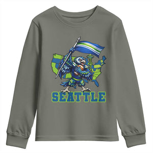 Pacific Northwest Football Pride Youth Sweatshirt Seattle Fan TS12 Military Green Print Your Wear
