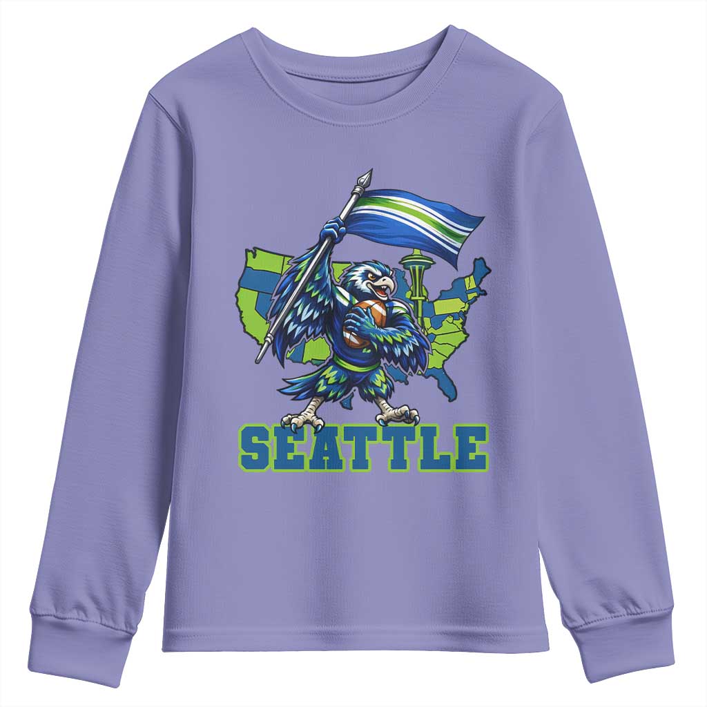 Pacific Northwest Football Pride Youth Sweatshirt Seattle Fan TS12 Violet Print Your Wear