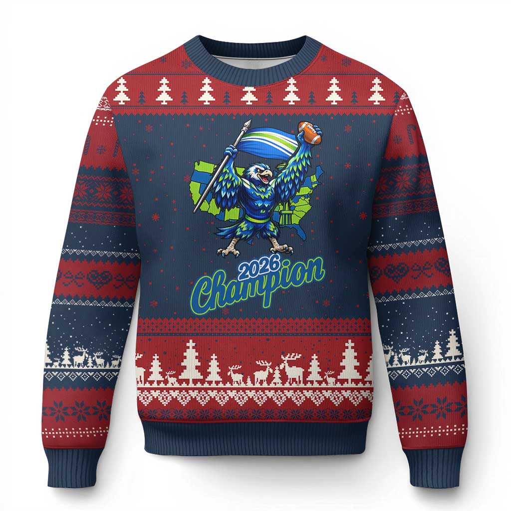 Pacific Northwest 2026 Champion Ugly Christmas Sweater Football Fan Gift TS12 Navy Red Print Your Wear