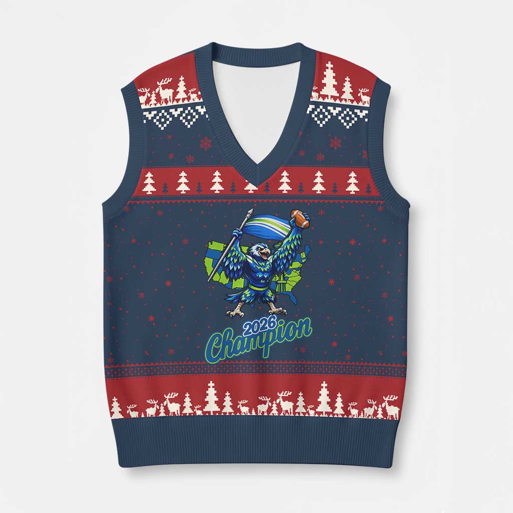 Pacific Northwest 2026 Champion V-Neck Knit Sweater Vest Football Fan Gift TS12 Navy Red Print Your Wear