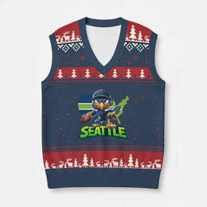 Seattle Fan Pride V-Neck Knit Sweater Vest Gift For Sports Lover TS12 Navy Red Print Your Wear