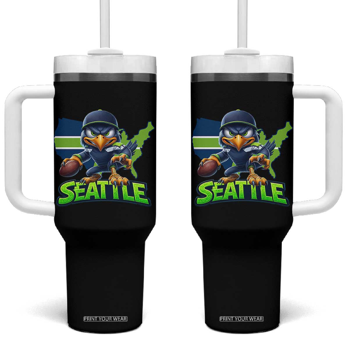 Seattle Fan Pride Tumbler With Handle Gift For Sports Lover TS12 One Size: 40 oz Black Print Your Wear