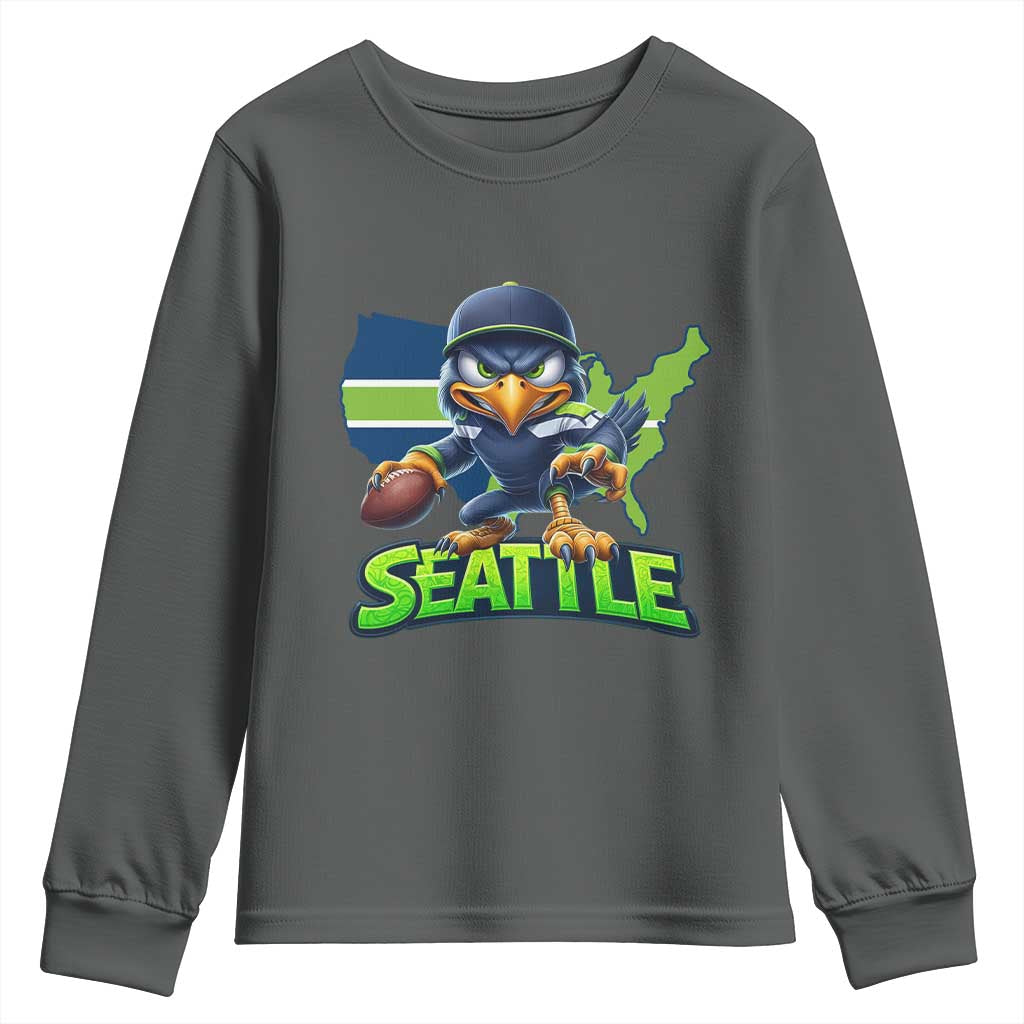 Seattle Fan Pride Youth Sweatshirt Gift For Sports Lover TS12 Dark Heather Print Your Wear