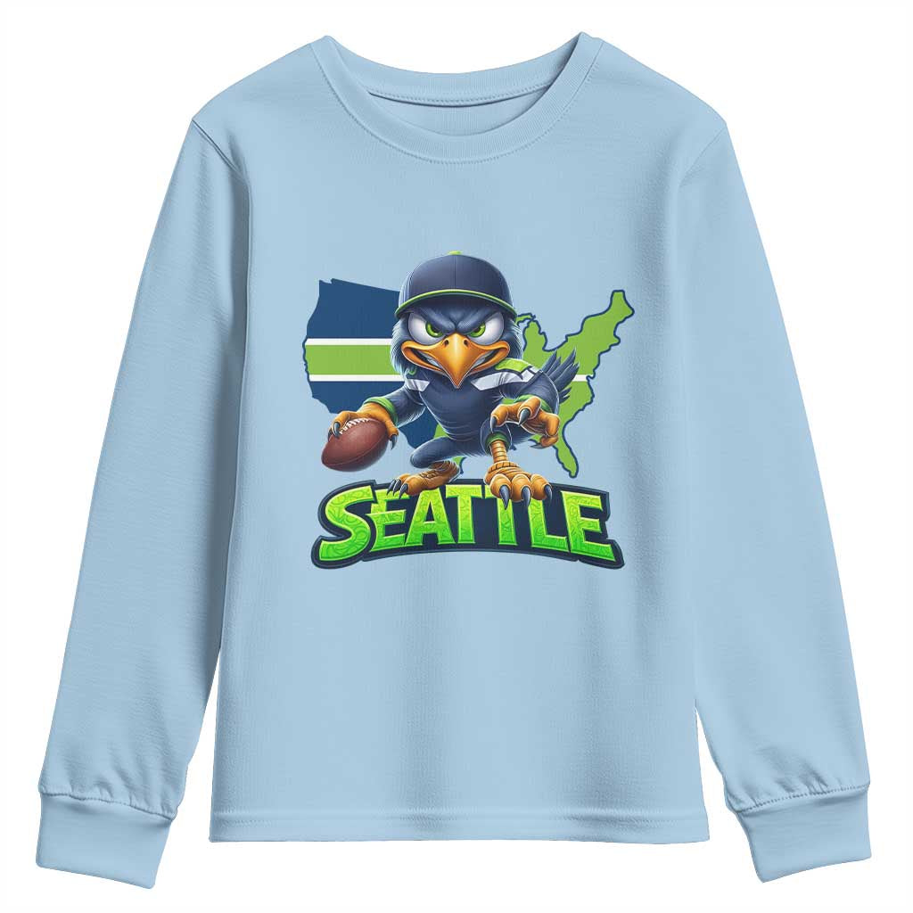 Seattle Fan Pride Youth Sweatshirt Gift For Sports Lover TS12 Light Blue Print Your Wear