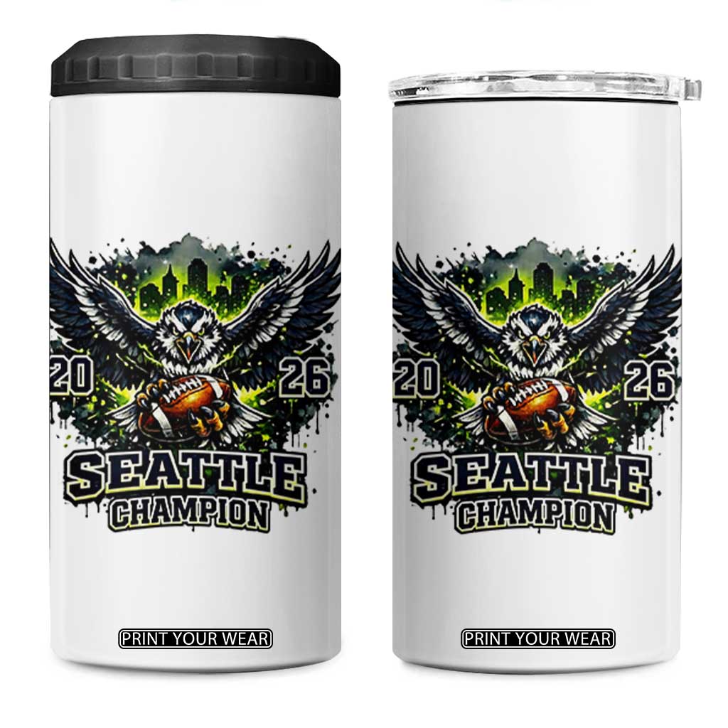2026 Champion 4 in 1 Can Cooler Tumbler Gift For Seattle Sports Fans TS12 One Size: 16 oz White Print Your Wear