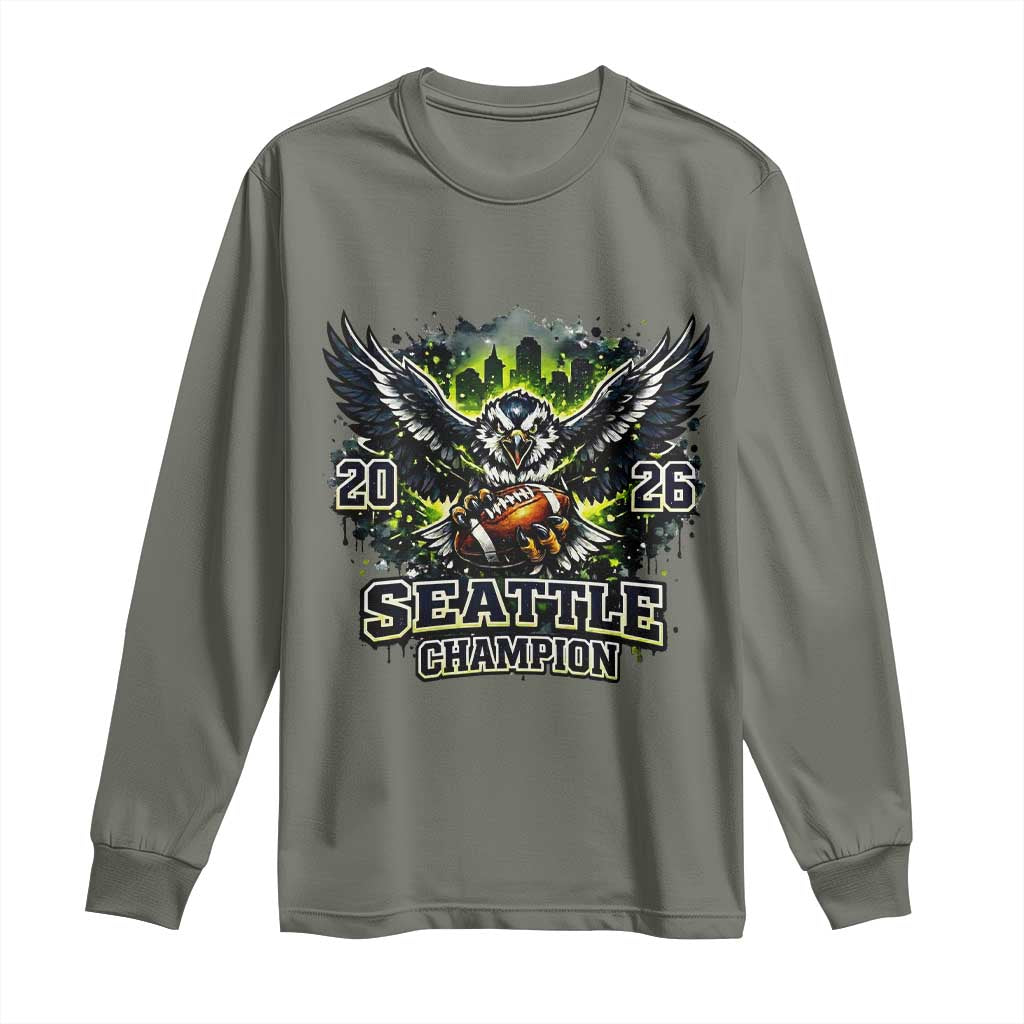 2026 Champion Long Sleeve Shirt Gift For Seattle Sports Fans TS12 Military Green Print Your Wear