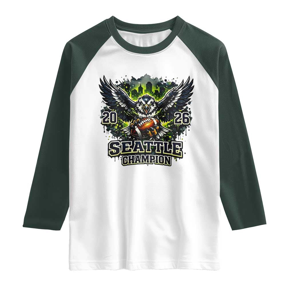 2026 Champion Raglan Shirt Gift For Seattle Sports Fans TS12 White Dark Forest Green Print Your Wear