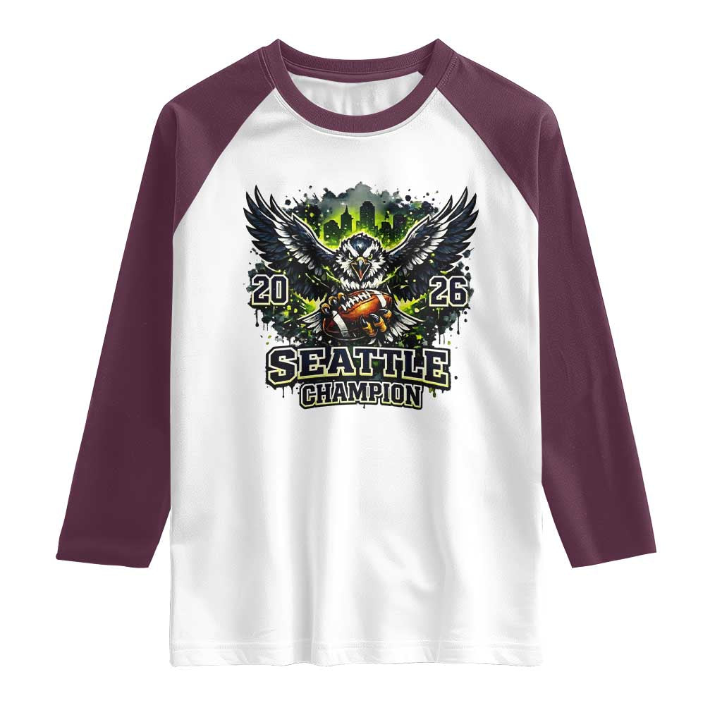 2026 Champion Raglan Shirt Gift For Seattle Sports Fans TS12 White Maroon Print Your Wear