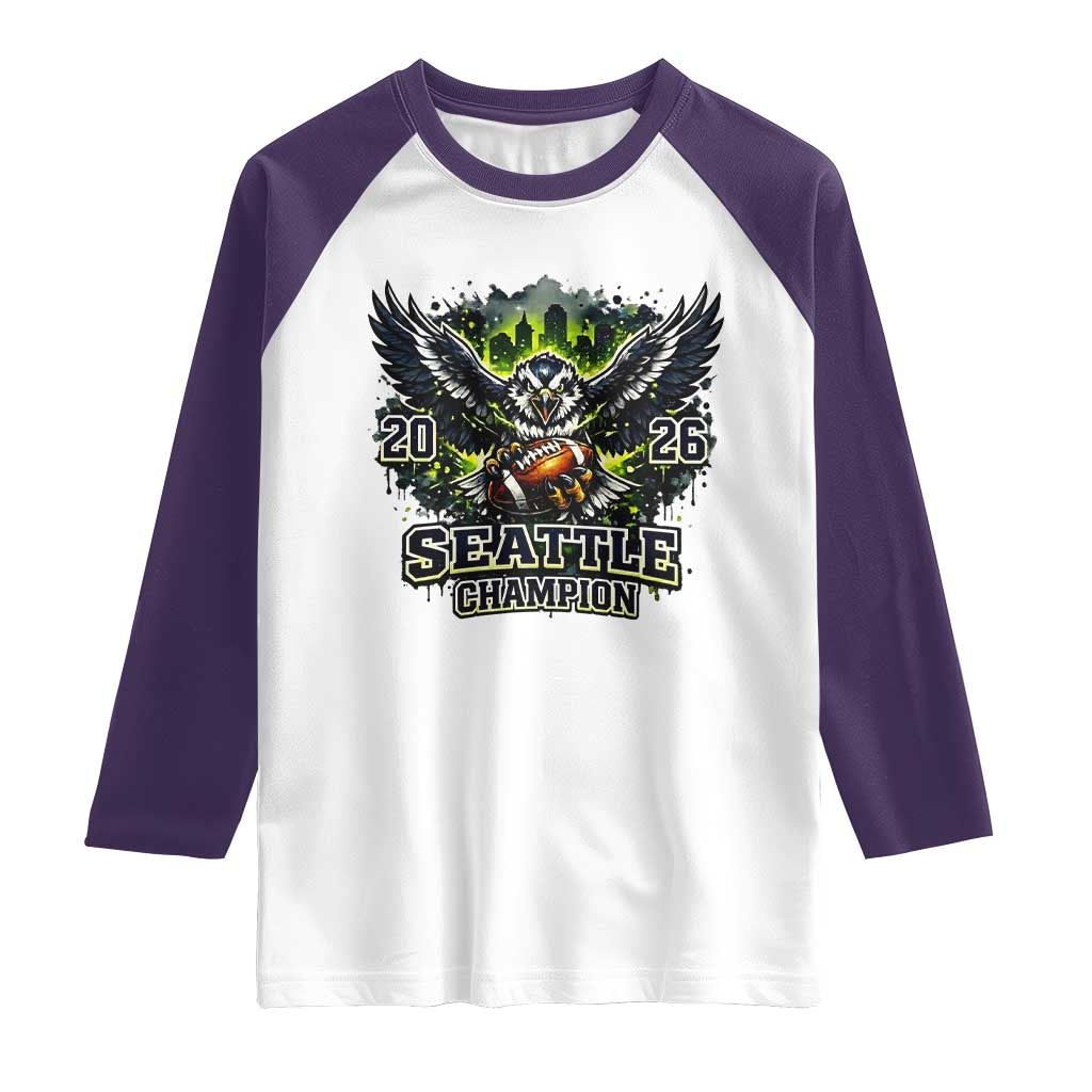 2026 Champion Raglan Shirt Gift For Seattle Sports Fans TS12 White Purple Print Your Wear