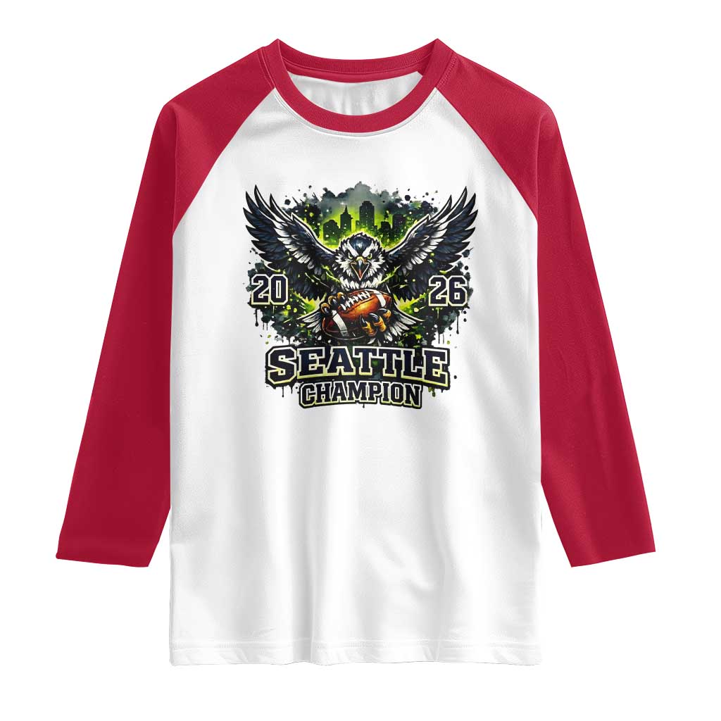 2026 Champion Raglan Shirt Gift For Seattle Sports Fans TS12 White Red Print Your Wear