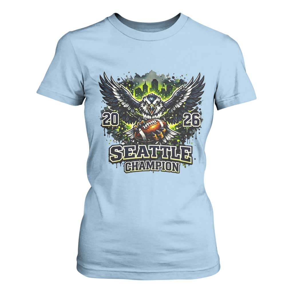 2026 Champion T Shirt For Women Gift For Seattle Sports Fans TS12 Light Blue Print Your Wear