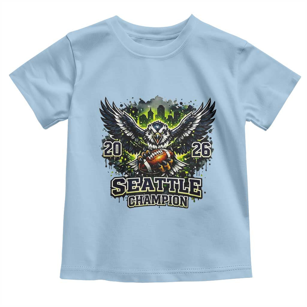 2026 Champion Toddler T Shirt Gift For Seattle Sports Fans TS12 Light Blue Print Your Wear