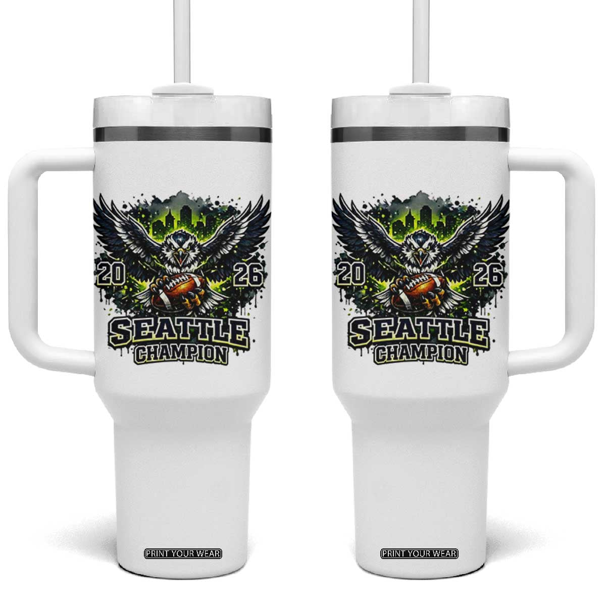 2026 Champion Tumbler With Handle Gift For Seattle Sports Fans TS12 One Size: 40 oz White Print Your Wear