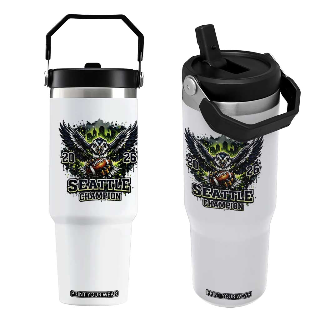 2026 Champion Flip Straw Tumbler Gift For Seattle Sports Fans TS12 One Size: 30 oz White Print Your Wear